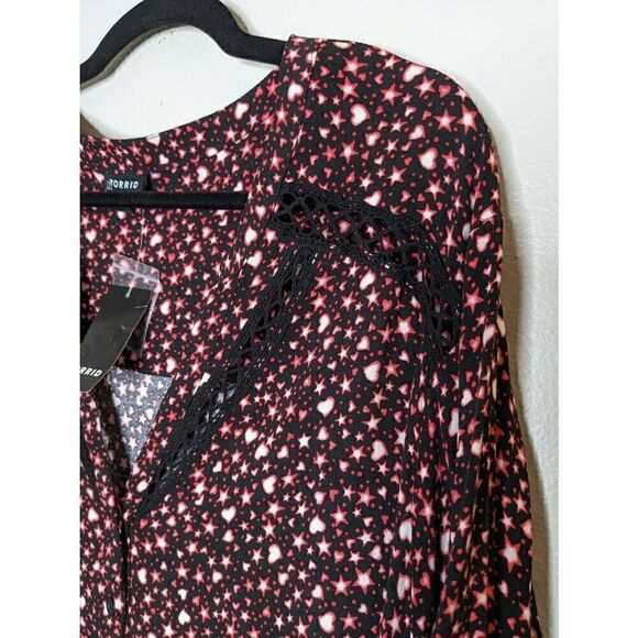 Torrid Emma Babydoll Rayon Slub Lace Trim Tunic Top 6 - Picture 11 of 12